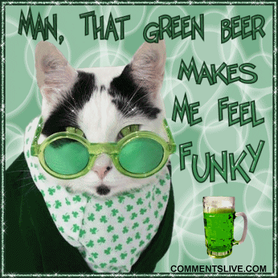 Green Beer Funky Cat